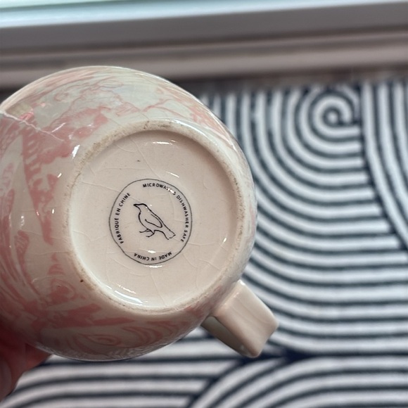 ANTHROPOLOGIE Homegrown Green Floral Initial O Monogram Coffee Mug Tea Cup - Picture 5 of 7